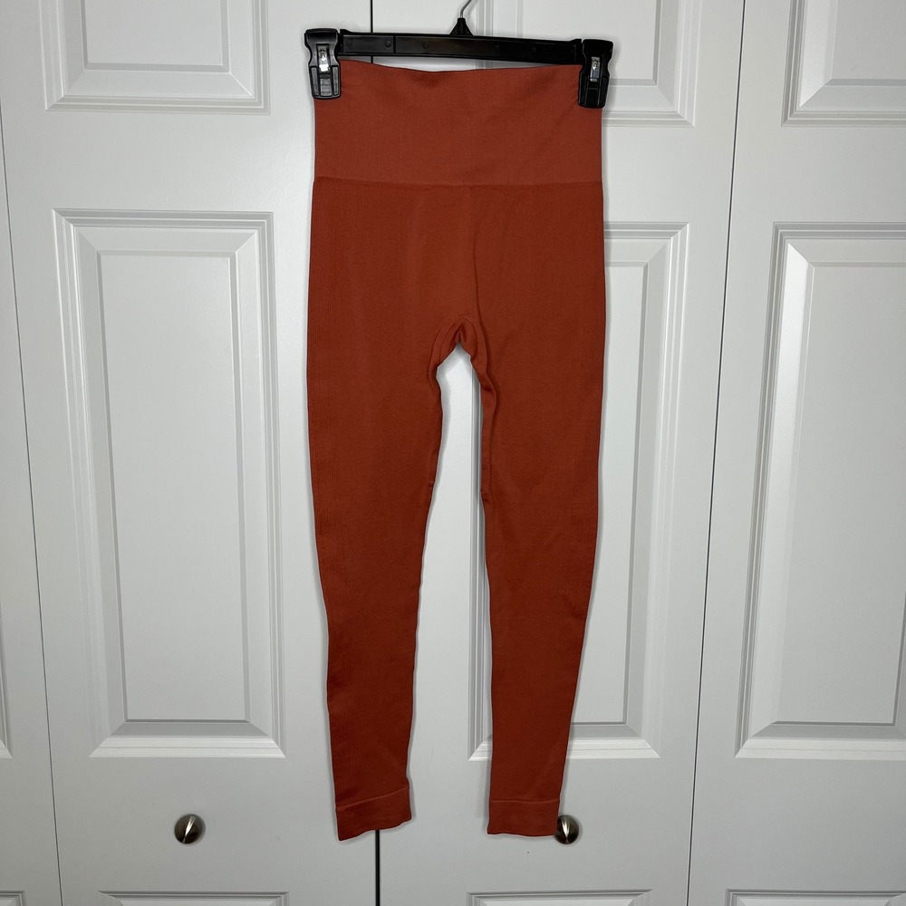 SET Active Sculptflex Rib Leggings Pink Clay Seamless High Rise XS - Picture 3 of 9